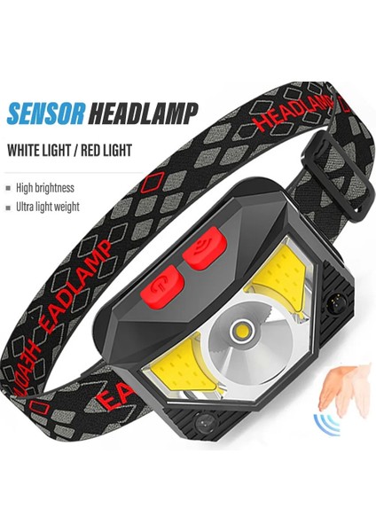 Paket Şarj Edilebilir LED Far Sensörü Far, Cob ve LED Boncuklu 8 Aydınlatma Modu Beyaz ve Kırmızı Işık Balıkçı Işığı (Yurt Dışından) fiyatları