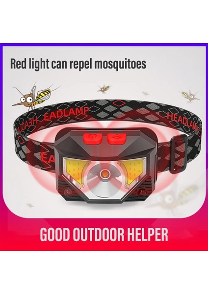 Paket Şarj Edilebilir LED Far Sensörü Far, Cob ve LED Boncuklu 8 Aydınlatma Modu Beyaz ve Kırmızı Işık Balıkçı Işığı (Yurt Dışından) modelleri