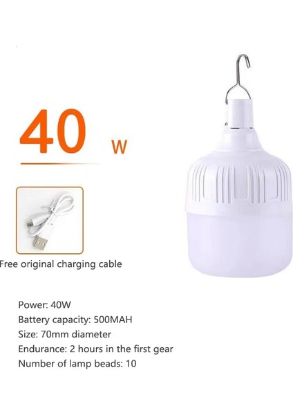40W Taşınabilir Çadır Lambası Pil Fener Barbekü Kamp Işık Açık Ampul USB LED Acil Durum Işıkları (Yurt Dışından)