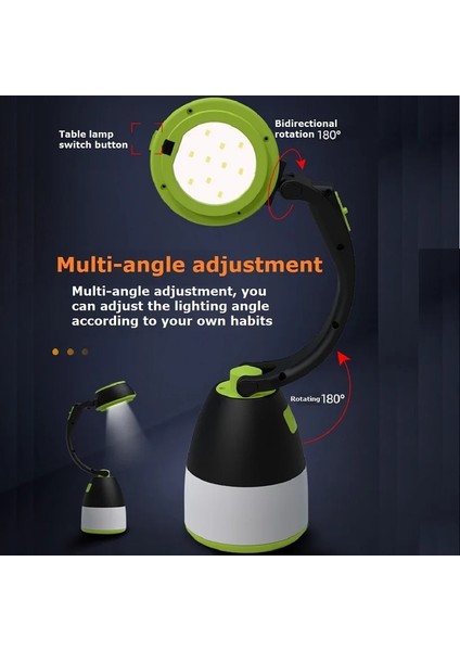 Yeşil Stil USB Taşınabilir LED Kamp Işığı Katlama El Fenerleri Masa Lambası Tentroomreading Gece Aydınlatma Açık Araba Şarjlı (Yurt Dışından)