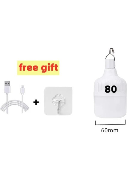 80W. USB Şarj Edilebilir LED Acil Durum Işıkları Ev Açık Taşınabilir Fenerler Acil Durum Lambası Ampul Pil Fener Barbekü Kamp Işığı (Yurt Dışından)