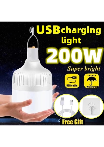 80W. USB Şarj Edilebilir LED Acil Durum Işıkları Ev Açık Taşınabilir Fenerler Acil Durum Lambası Ampul Pil Fener Barbekü Kamp Işığı (Yurt Dışından) fiyatları