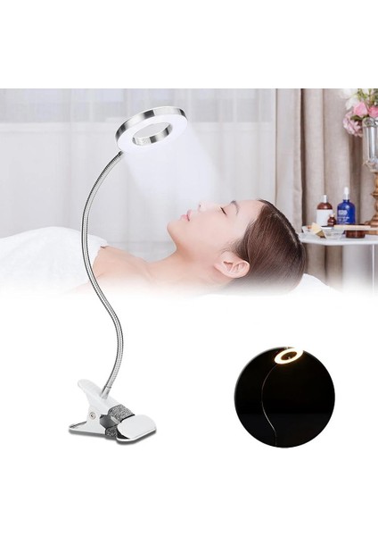 Gümüş Klipsli Masa Lambası USB Masa Lambası Göz Koruması LED Masa Lambası Bükülebilir Esnek Okuma Masası Lambası Tırnak Sanat Okuma Makyaj (Yurt Dışından)