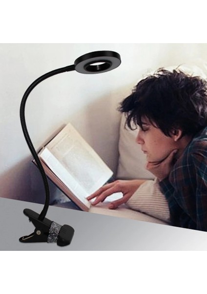 Gümüş Klipsli Masa Lambası USB Masa Lambası Göz Koruması LED Masa Lambası Bükülebilir Esnek Okuma Masası Lambası Tırnak Sanat Okuma Makyaj (Yurt Dışından)