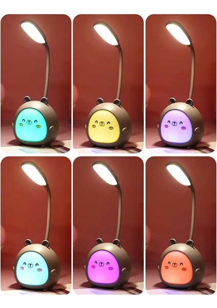 Domuz Tarzı Tavşan Karikatür Masa Lambası Göz Koruması Enerji Tasarrufu Okuma Lambası USB Şarj Uyku Gece Lambası LED Masa Lambası Çocuklar Için Hediye (Yurt Dışından)