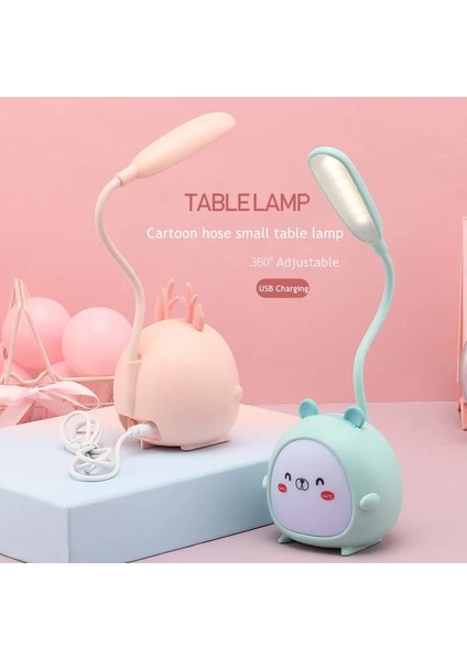 Domuz Tarzı Tavşan Karikatür Masa Lambası Göz Koruması Enerji Tasarrufu Okuma Lambası USB Şarj Uyku Gece Lambası LED Masa Lambası Çocuklar Için Hediye (Yurt Dışından)