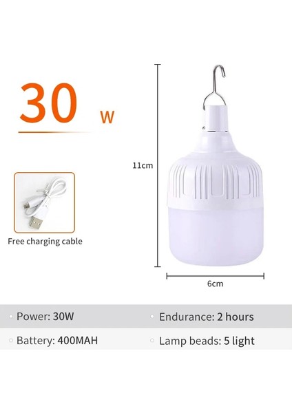 30W 200 W Taşınabilir Acil Durum Işıkları LED Lamba Şarj Edilebilir Işık Mobil Çadır Lambası Fener Kanca ile Kamp Bahçe Aydınlatması Için (Yurt Dışından)
