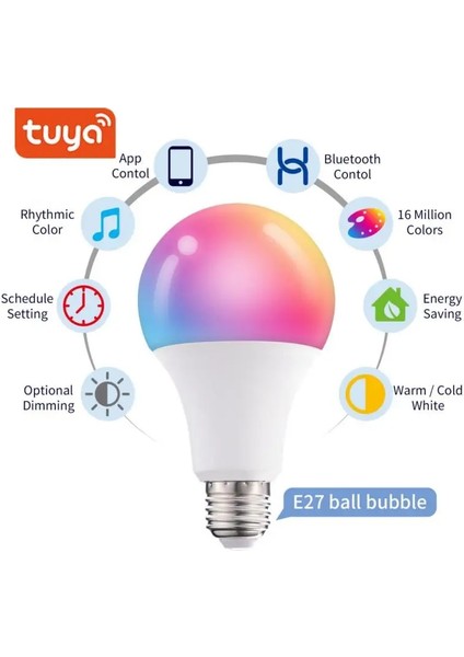 E27 Tuya Akıllı 10 W Rgb Işık Uzaktan Kumanda B22 E27 Lamba Ampulü LED Ampul Ağ Geçidi ile Çalışır Diy Renk Kısılabilir (Yurt Dışından)