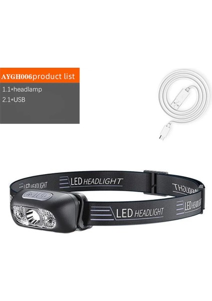 Siyah 500 Lümen USB Şarj Edilebilir Far Hareket Sensörü Parlak Xpe LED Koşu Balıkçılık Flaş Kafa Lambası Far Kızılötesi Sensörlü Işık (Yurt Dışından)
