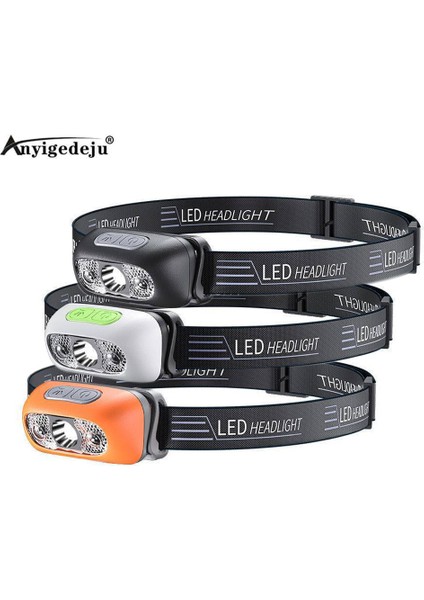 Siyah 500 Lümen USB Şarj Edilebilir Far Hareket Sensörü Parlak Xpe LED Koşu Balıkçılık Flaş Kafa Lambası Far Kızılötesi Sensörlü Işık (Yurt Dışından)