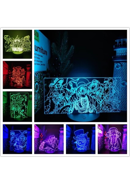 No.16 Stili No.35 Boyutu Tek Parça Luffy Nami Sanji Zoro Ace Chopper 3D Lamba LED Gece Lambası Odası Dekor Nightlights Anime Lampara Dekorasyon Masa Lampe (Yurt Dışından)