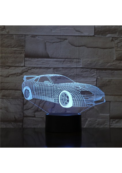 Süper Spor Araba Nightlight LED 3D Illusion Lampara Renkli Rgb Çocuk Çocuk Hediye Masa Lambası Yatak Odası Dekoratif Lam (Yurt Dışından)