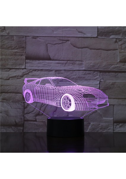 Süper Spor Araba Nightlight LED 3D Illusion Lampara Renkli Rgb Çocuk Çocuk Hediye Masa Lambası Yatak Odası Dekoratif Lam (Yurt Dışından) fiyatları