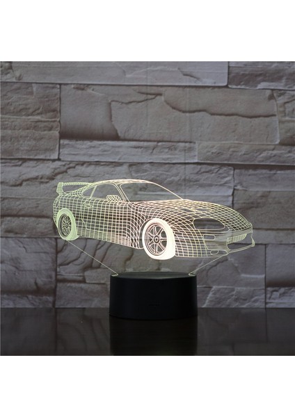 Süper Spor Araba Nightlight LED 3D Illusion Lampara Renkli Rgb Çocuk Çocuk Hediye Masa Lambası Yatak Odası Dekoratif Lam (Yurt Dışından) fırsatları