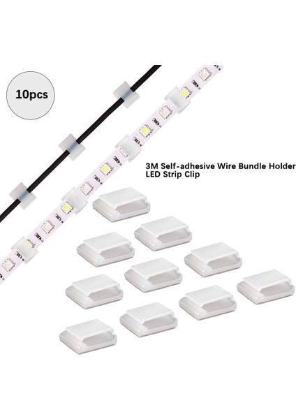 Beyaz Stil 50 Parça Kendinden Yapışkanlı Tel Paketi Tutucu Kravat Montaj Klipsi FOR10MM Genişliğinde Sabit LED Şerit Işıkları Konektörü Kravat Montajı Uygun (Yurt Dışından) fiyatları
