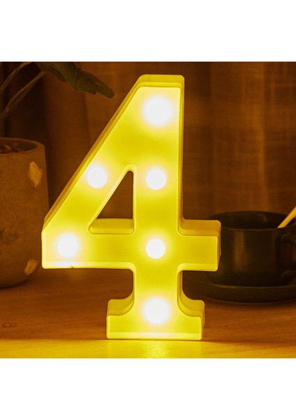 Q Stili No.4 Boyutu Alfabe Mektup LED Işıkları Aydınlık Numarası Lamba Gece Işıkları Yatak Odası Ev Duvar Düğün Parti Festivali Doğum Günü Dekorasyon Için (Yurt Dışından)