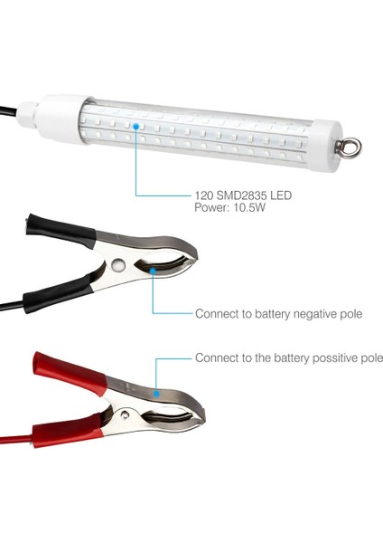 15W-BEYAZ 12V Balıkçı Işığı Smd LED Sualtı Dalgıç Balıkçı Işığı IP68 Lures Bulucu Lamba Karidesleri Çeker Kalamar Krill Işık (Yurt Dışından)