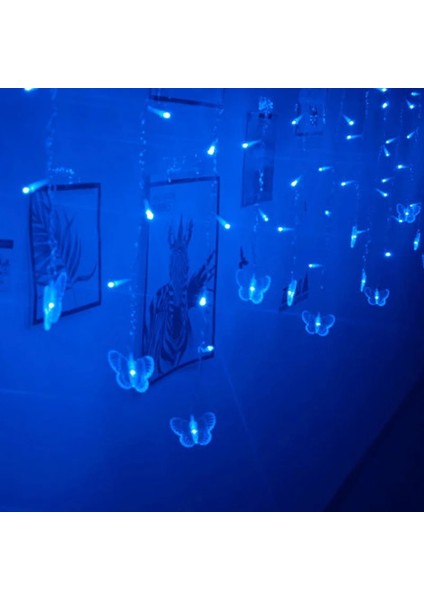 3,5 M Uzaktan USB Tarzı Mavi 3.5m Kelebek LED Strıng Şerit Festivali Tatil Icicle Perde Işıklar Noel Düğün Lammd Euus Fiş (Yurt Dışından)