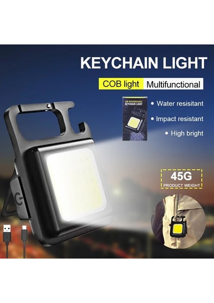 1 Parça Taşınabilir Şarj Edilebilir LED El Feneri Anahtarlık Işıklı Fener Fener 4 Aydınlatma Modu Çalışma Işığı Kamp Işık Mini LED El Feneri (Yurt Dışından)