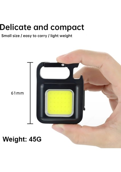 1 Parça Taşınabilir Şarj Edilebilir LED El Feneri Anahtarlık Işıklı Fener Fener 4 Aydınlatma Modu Çalışma Işığı Kamp Işık Mini LED El Feneri (Yurt Dışından)