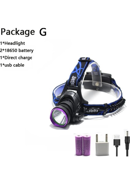 G 5000 Lümen Xm-L T6 LED Far Su Geçirmez Avcılık Far Balıkçılık El Feneri Kafa Lamba Işığı + Araç Şarj Cihazı + Şarj Cihazı (Yurt Dışından)