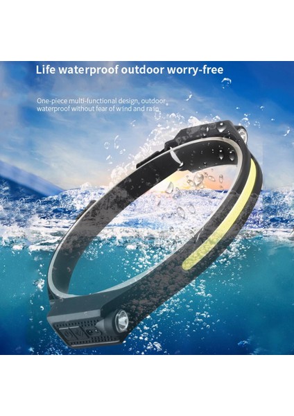 LED Far El Feneri USB Şarj Edilebilir Sensör Far 5 Modu Cob Xpe Su Geçirmez El Feneri Açık Kamp Çalışma Işığı (Yurt Dışından)