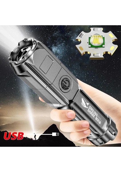 A 1 Adet Güçlü Işık El Feneri Şarj Edilebilir Zoom Vurgulamak Taktik El Feneri Açık Hava Su Geçirmez Kamp Gezisi LED El Feneri (Yurt Dışından) fiyatları