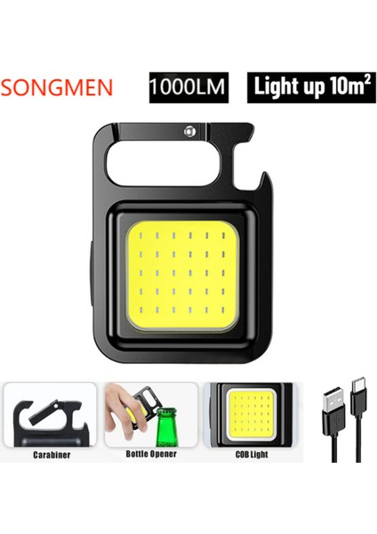 2 Adet USB Şarj Edilebilir Anahtar Işıklar, Mini LED Çalışma Lambaları Taşınabilir Cep Fenerleri, Açık Kamp Cob Gece Işıkları (Yurt Dışından)