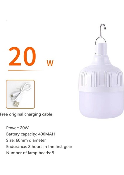 20W Taşınabilir Çadır Lambası Pil Fener Barbekü Kamp Işık Açık Ampul USB LED Acil Durum Işıkları (Yurt Dışından)