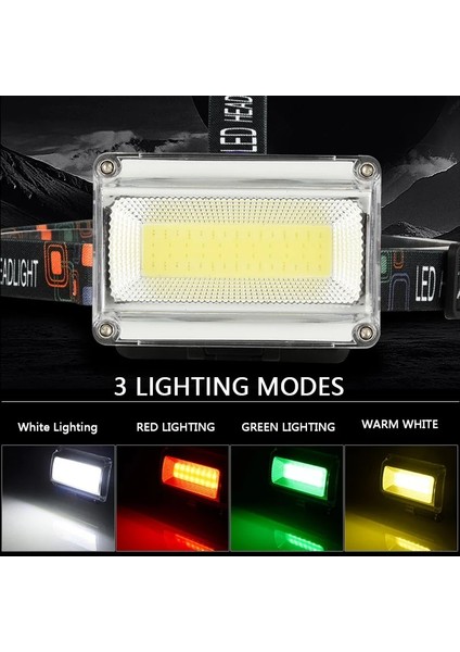 E Güçlü Cob LED Far Lm Dc Şarj Edilebilir Far 3 Modu Su Geçirmez Kafa Feneri Avcılık Balıkçılık Için Pil ile (Yurt Dışından) fırsatları