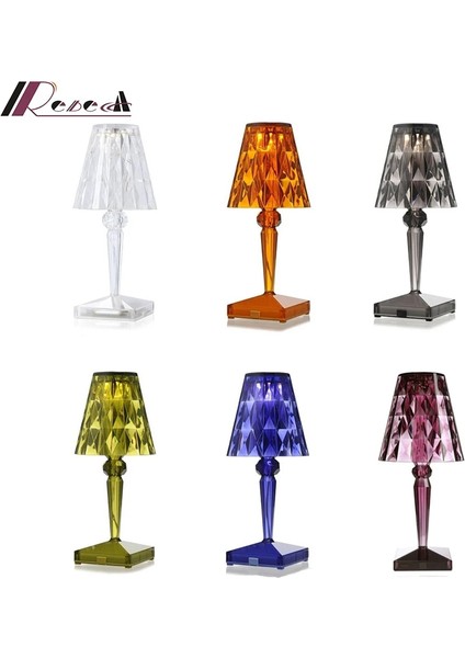 Turuncu USB Şarj Edilebilir Akülü Masa Lambası Akrilik Kristal Sanat Masa Lambası Yatak Odası Otel Oturma Odası Masa Lambası Restoran Için (Yurt Dışından)