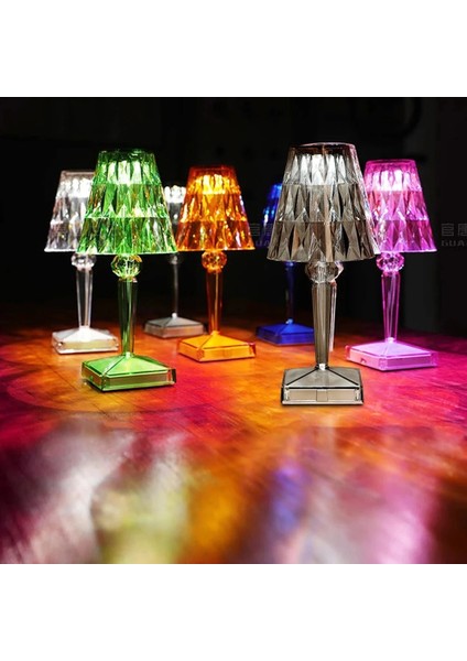 Turuncu USB Şarj Edilebilir Akülü Masa Lambası Akrilik Kristal Sanat Masa Lambası Yatak Odası Otel Oturma Odası Masa Lambası Restoran Için (Yurt Dışından)