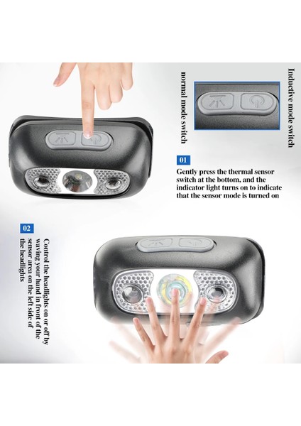 Beyaz LED Sensör Far Mini USB Şarj Edilebilir LED Far Açık Gece Balıkçılık Avcılık Için Taşınabilir Güçlü Kafa LED El Feneri (Yurt Dışından) modelleri