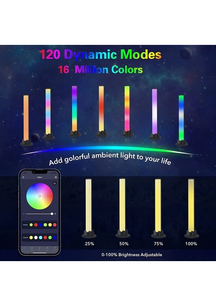 2 Paket Rgb LED Işık Çubukları Senfoni Işıkları Akıllı Uygulama Kontrolü Müzik Ritim Oyun Işıkları Bilgisayar Masaüstü Oda Dekoru Için Ortam Işıkları (Yurt Dışından) modelleri