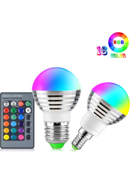 E14 E27 E14 Akıllı Kontrol Lambası 16 Renk Değiştirme Sihirli Ampul LED Rgb Kısılabilir Işık Akıllı Kontrol Spot Işığı 24 Anahtar Uzaktan Kumanda ile (Yurt Dışından)