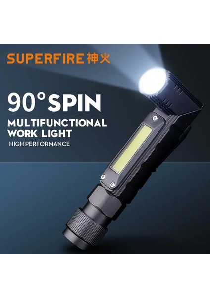 G19-2 Adet Superfıre G19 LED + Cob El Feneri Süper Parlak 5 Mod 90 Derece Büküm USB Şarj Edilebilir Mıknatıs Mini Kafa Torch Kamp Feneri (Yurt Dışından) fiyatları
