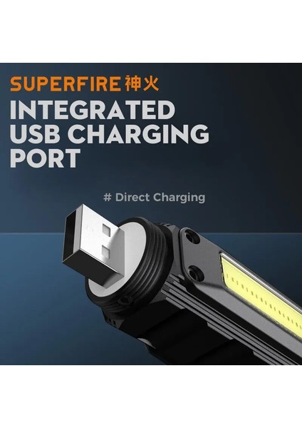 G19-2 Adet Superfıre G19 LED + Cob El Feneri Süper Parlak 5 Mod 90 Derece Büküm USB Şarj Edilebilir Mıknatıs Mini Kafa Torch Kamp Feneri (Yurt Dışından) fırsatları