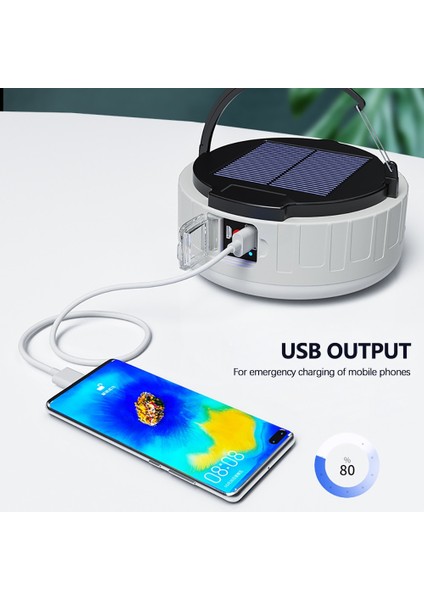 A Tipi Güneş USB Şarj Edilebilir LED Kamp Işık Taşınabilir Çadır Lambası Güç Bankası Güçlü Fener Uzaktan Kumanda Su Geçirmez Çalışma Işıkları (Yurt Dışından)