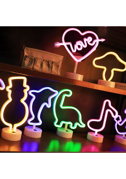 Flamingo Kalp Neon Burcu Pil ve USB Çift Powered LED Işık Parti Ev Dekorasyon Yatak Odası Masa Lambası Duvar Dekorasyon Işık Hediye (Yurt Dışından) fiyatları