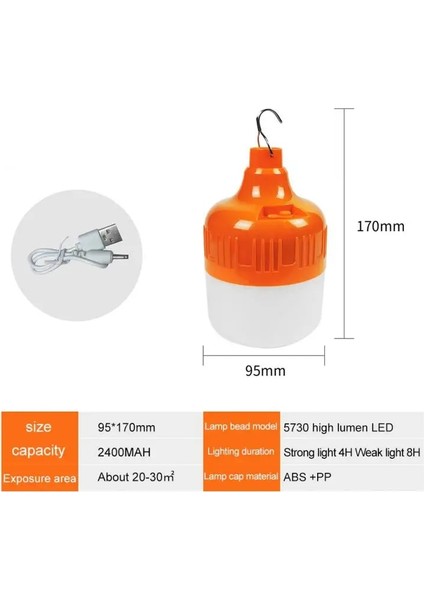 TURUNCU-100W 180 W Taşınabilir Çadır Lambası Pil Fener Barbekü Kamp Işık Açık Ampul USB LED Acil Durum Işıkları Veranda Sundurma Bahçe Ampul Gece (Yurt Dışından)