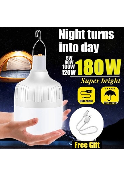 TURUNCU-100W 180 W Taşınabilir Çadır Lambası Pil Fener Barbekü Kamp Işık Açık Ampul USB LED Acil Durum Işıkları Veranda Sundurma Bahçe Ampul Gece (Yurt Dışından) fırsatları