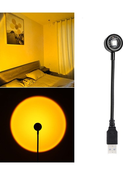 Tek Renkli Romantik Gün Batımı Projektör Lambası USB Tiktok Atmosfer Lambası LED Gece Lambası Yatak Odası Kahve Mağazası Canlı Duvar Dekorasyon Işık (Yurt Dışından)