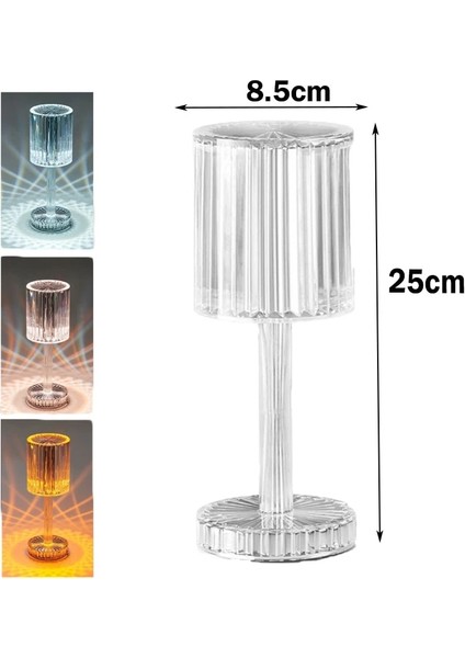 Şarj Edilebilir-3renkli Kristal Masa Lamolors USB Şarj Dokunmatik Lamba Elmas Yatak Odası Atmosfer Işıkları Ev Noel Dekor Için LED Işık Gece (Yurt Dışından)