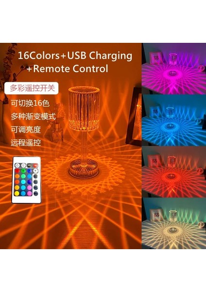 Şarj Edilebilir-3renkli Kristal Masa Lamolors USB Şarj Dokunmatik Lamba Elmas Yatak Odası Atmosfer Işıkları Ev Noel Dekor Için LED Işık Gece (Yurt Dışından) modelleri