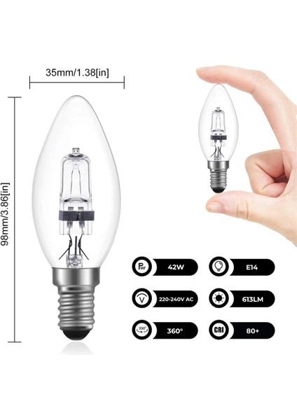 B15 6 Adet E14B15 Süngü Sbc Aletleri Halojen Ampuller Enerji Tasarrufu 28W=40W 230V Sıcak Beyaz Dik Avize, Masa Lambası, Gece L (Yurt Dışından) modelleri