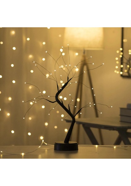 Turuncu Masa Üstü Bonsai Lambası Ağacı Lambası Dıy Yapay Işık Ağacı Işık Dokunmatik Anahtarı Pil USB Kumandalı LED Gece Lambası Yatak Odası Dekoru (Yurt Dışından) modelleri