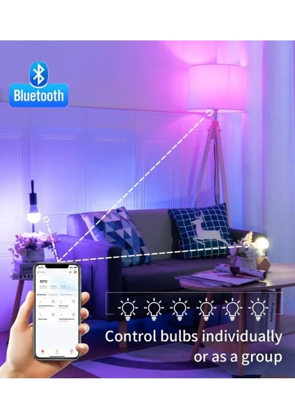 E27 Tuya E27 LED Elektrik Ampulü Akıllı Ev Bluetooth LED Lamba Dıy Rgb Kısılabilir Zamanlama Müzik Fonksiyonu Alexa Google Ev Üzerinden Ses (Yurt Dışından) fırsatları