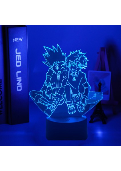 R Tarzı A Akrilik 3D Lamba Anime Hunter x Hunter Killua ve Gon Yatak Odası Dekoru Gece Lambası Doğum Günü Hediyesi LED Gece Lambası Manga Hxh Killua (Yurt Dışından)