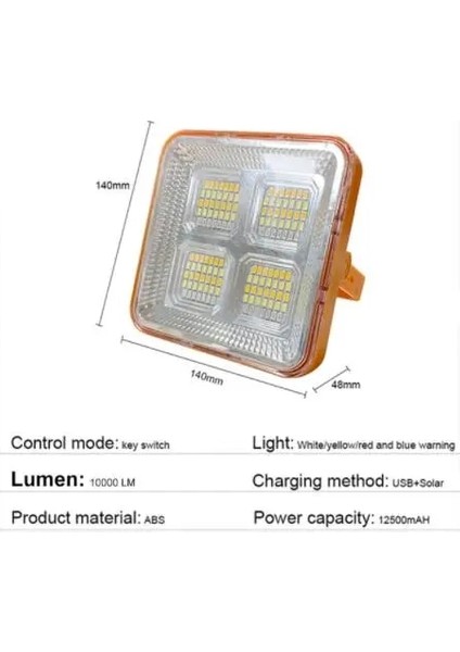 10000LM Mah Taşınabilir Güneş Fener LED Çadır Işığı Şarj Edilebilir Fener Acil Gece Pazarı Işık Açık Kamp Ampul Lamba (Yurt Dışından)