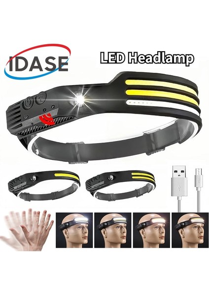 B-03 LED Far Sensörü Kamp Projektör Başkanı El Feneri Şarj Edilebilir Güçlü USB Kafa Madencilik Lambası Ön Fenerler Farlar (Yurt Dışından) fiyatları